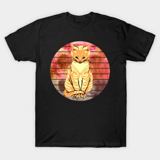 Tabby Cat in Retro Tie Dye Rainbow T-Shirt